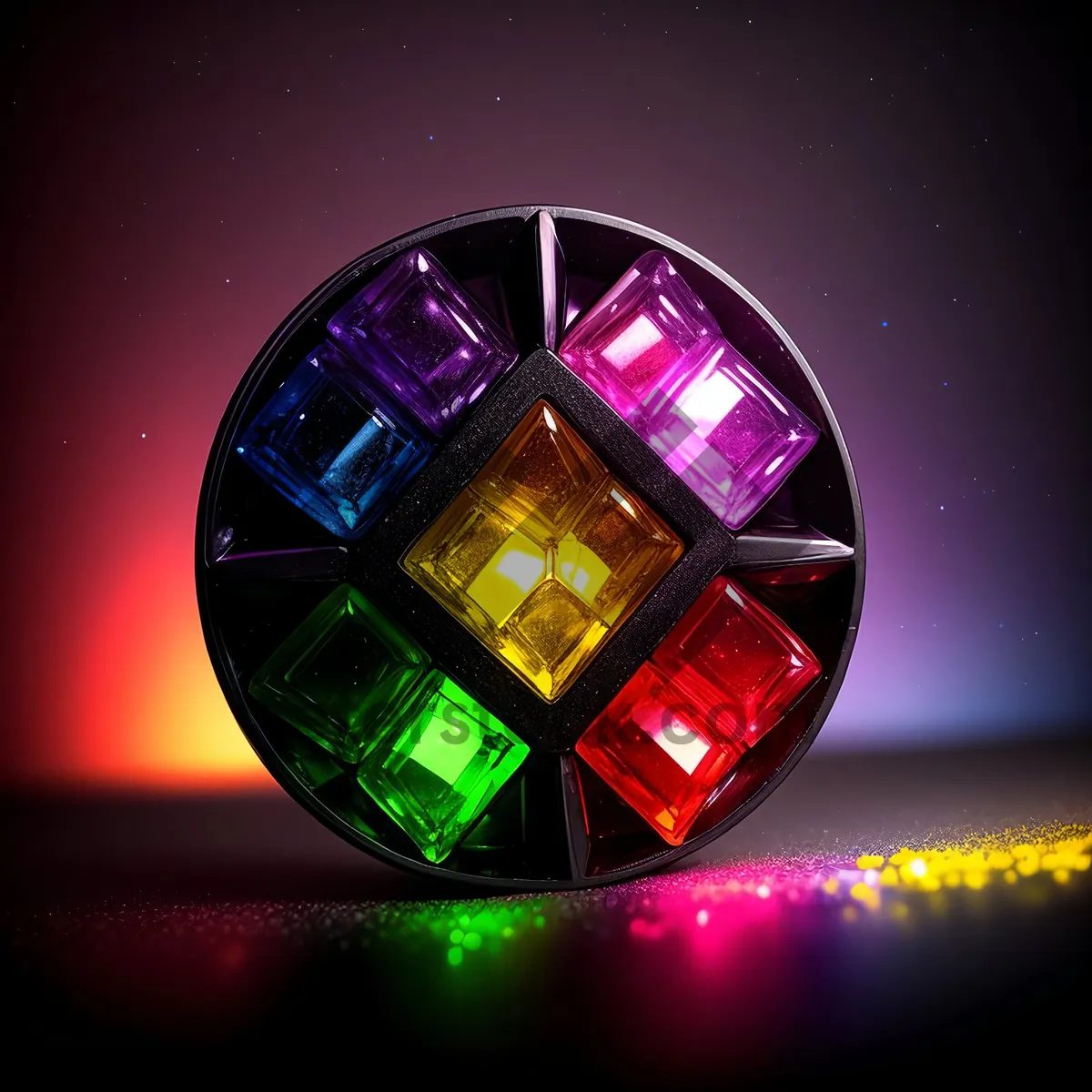 Picture of Vibrant LED Conductor: A Bright, Colorful 3D Digital Art Shape