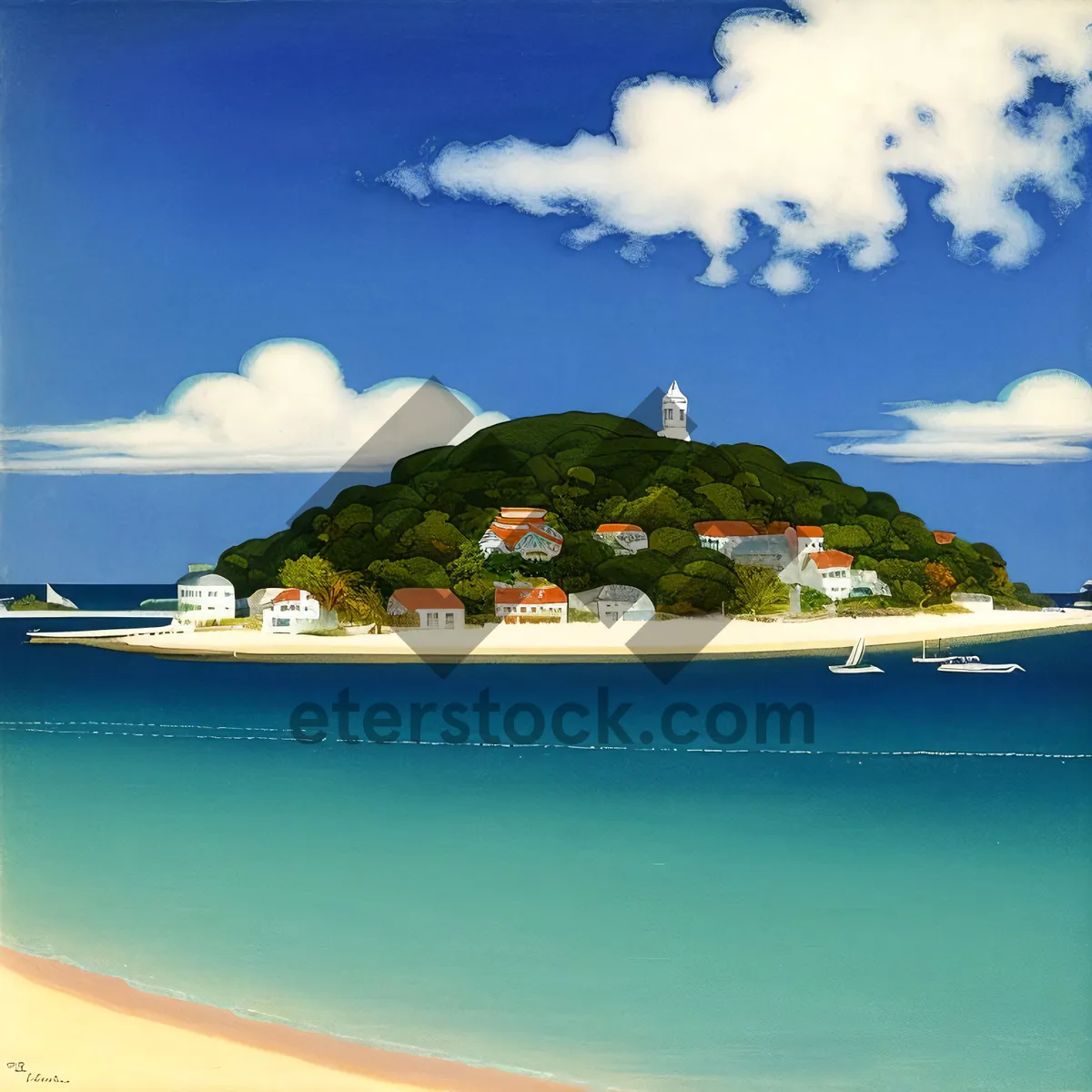 Picture of Travel paradise: tropical island beach vacation scenery.