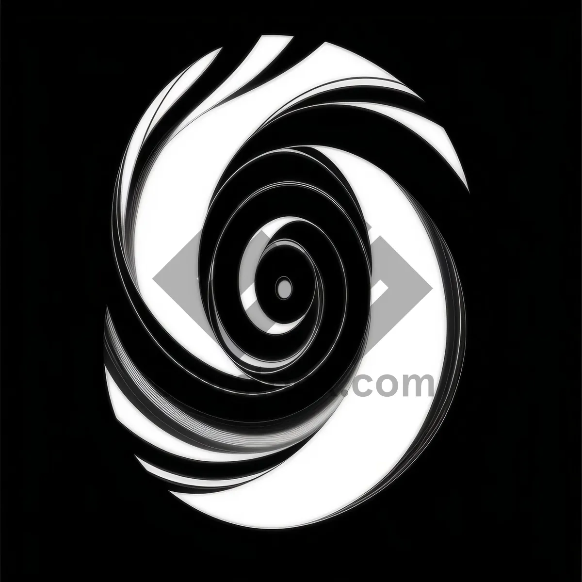 Picture of Modern Geometric Spiral Artwork with Black Lines