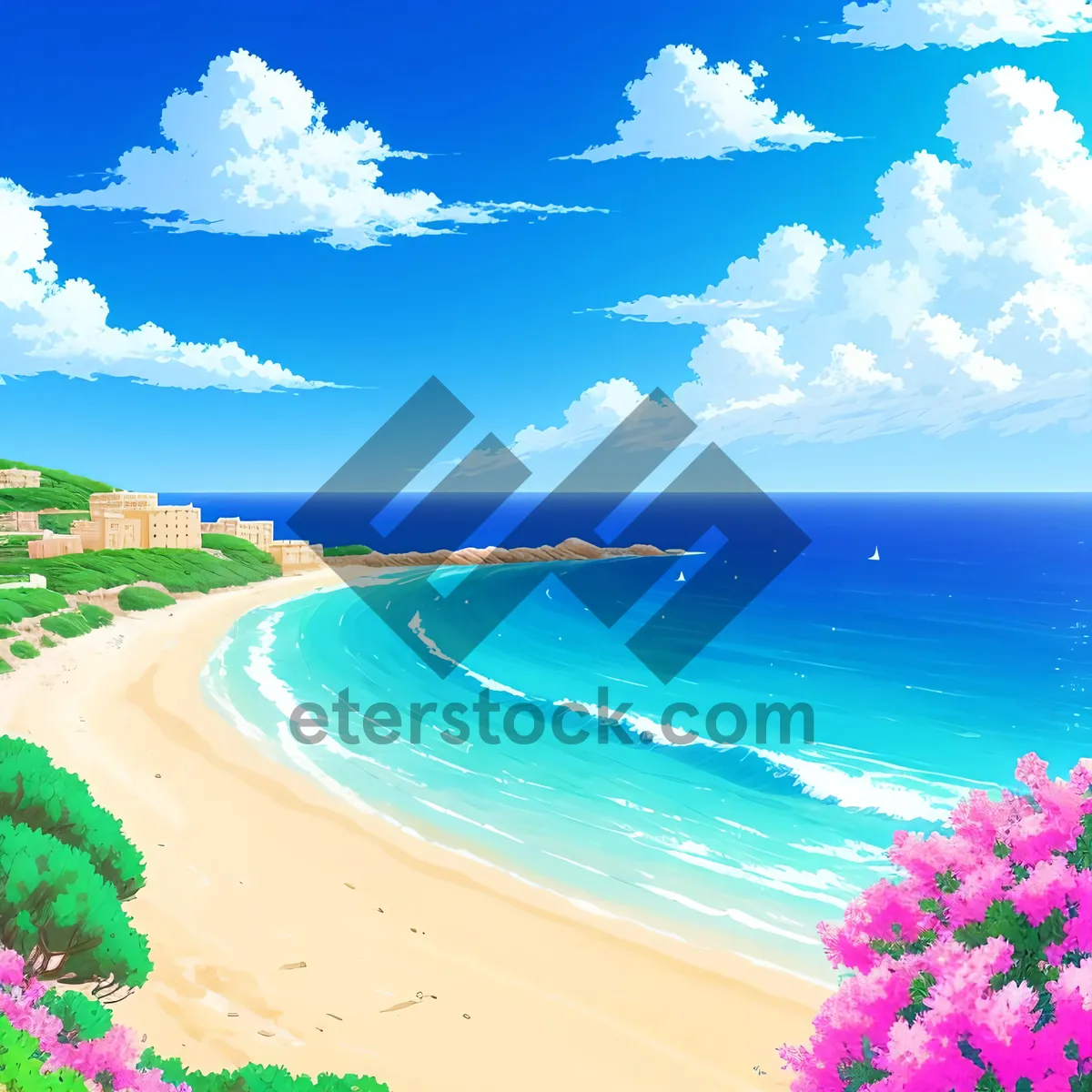 Picture of Seaside Serenity: A Coastal Landscape Under a Sunset Sky