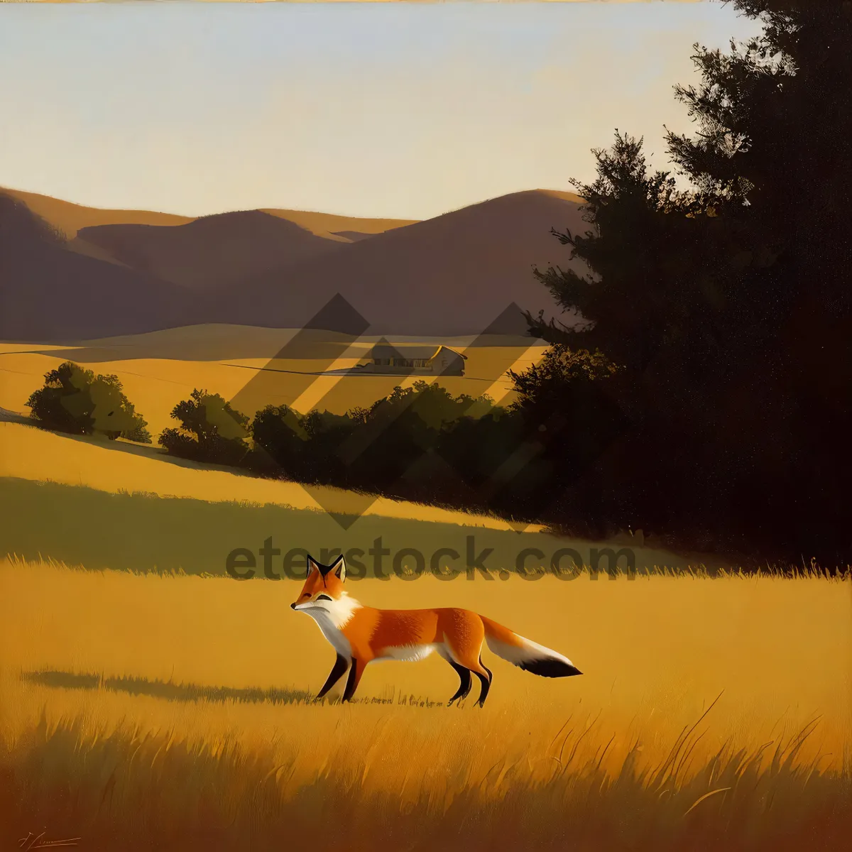 Picture of Majestic Sunset in the Wilderness: Red Fox and Impala