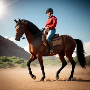 Professional Equestrian Cowboy Riding Thoroughbred Horse