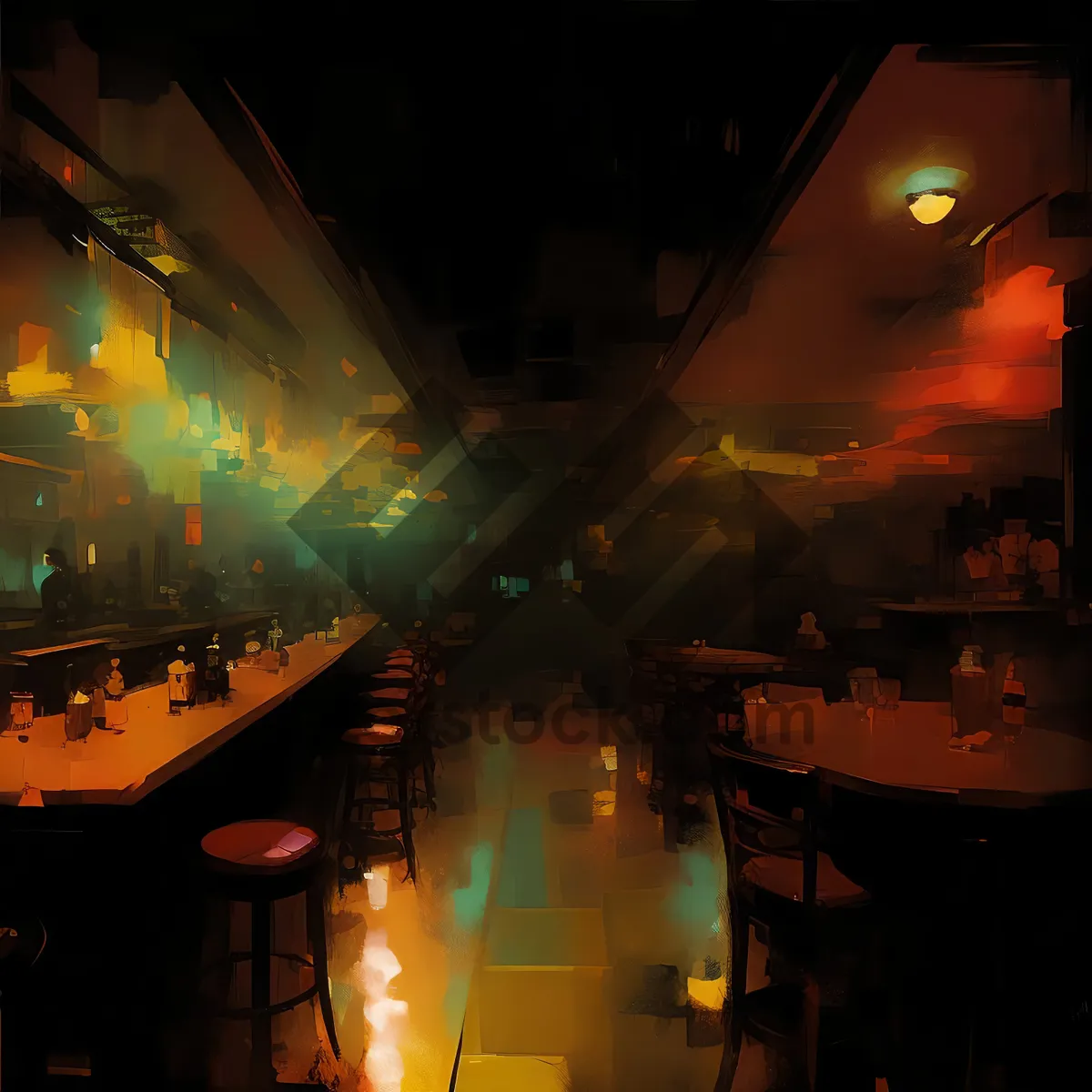 Picture of Urban Spotlight at Night with City Lights.