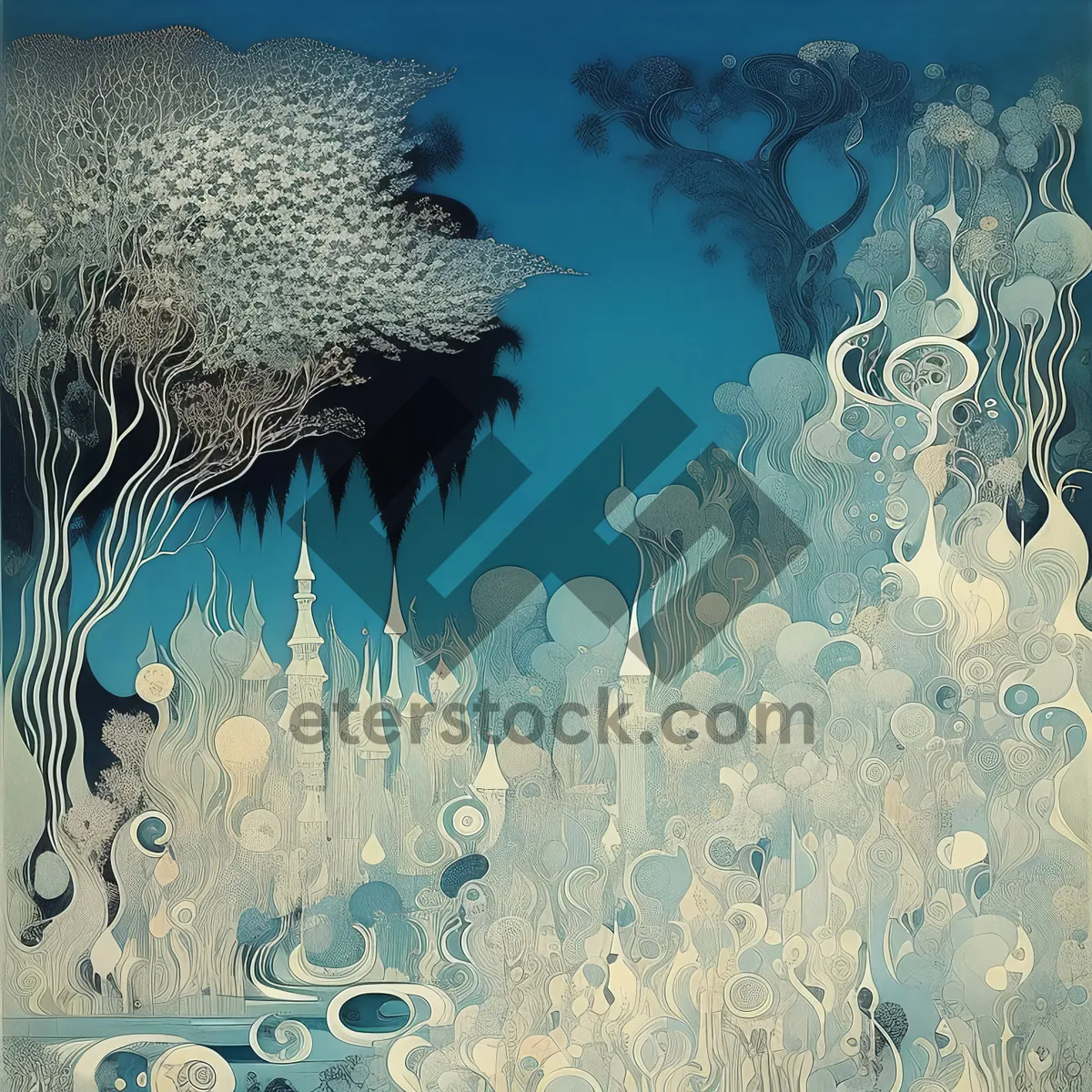 Picture of Winter water texture pattern design with crystal reef.