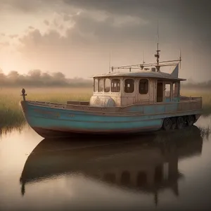 Coastal Fishing Vessel in Tranquil Ocean