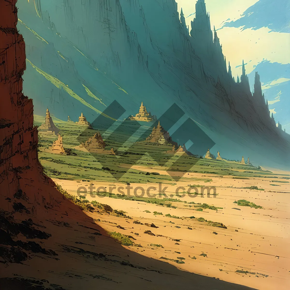 Picture of Majestic Valley with Cliff and River