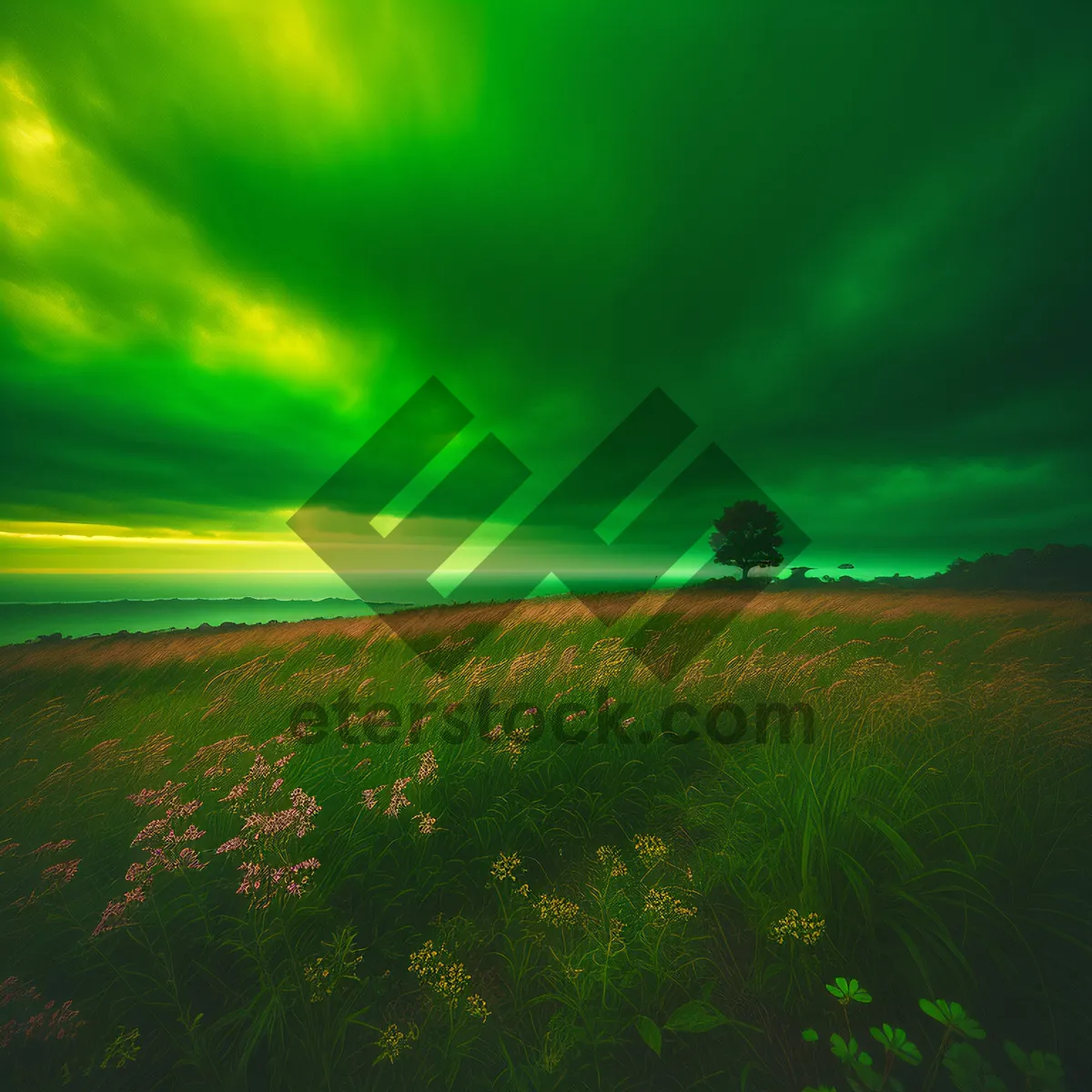 Picture of Sunlit Field in Vibrant Summer Meadow