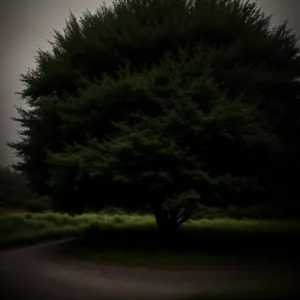 Reflective Car Mirror in Serene Pine Forest