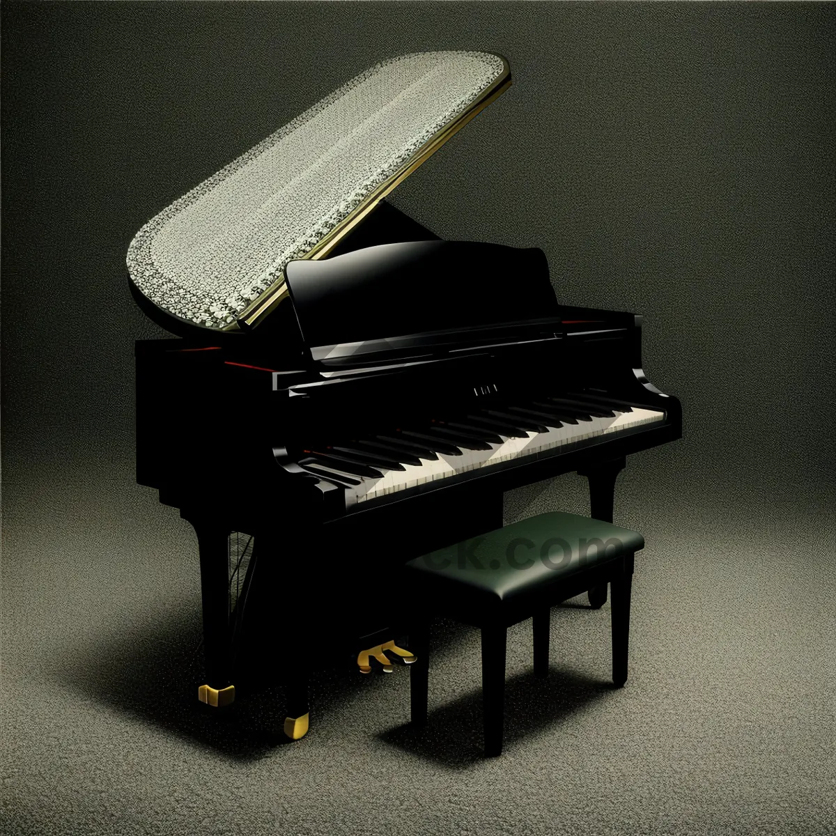 Picture of Black grand piano seat for playing music