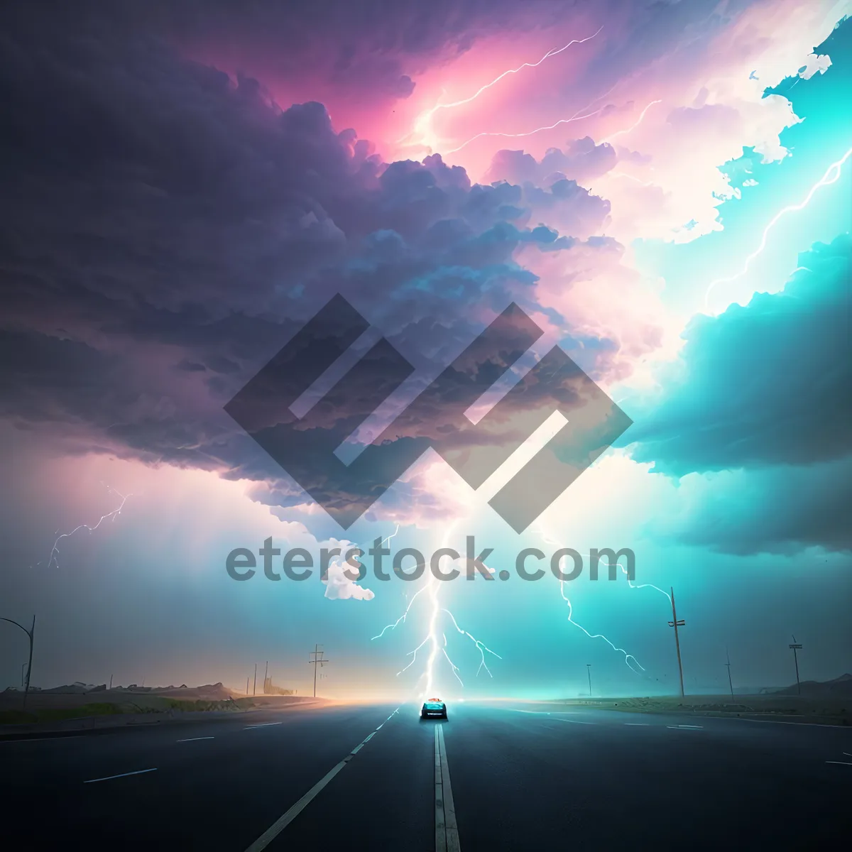 Picture of Radiant stormy sky with dazzling lightning