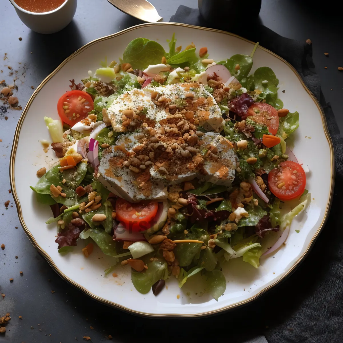 Picture of Healthy Vegetable Salad with Beef and Rice