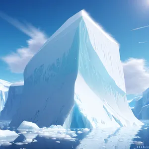 A Winter's Journey: Majestic Arctic Glacier beneath Crystal Clear Skies