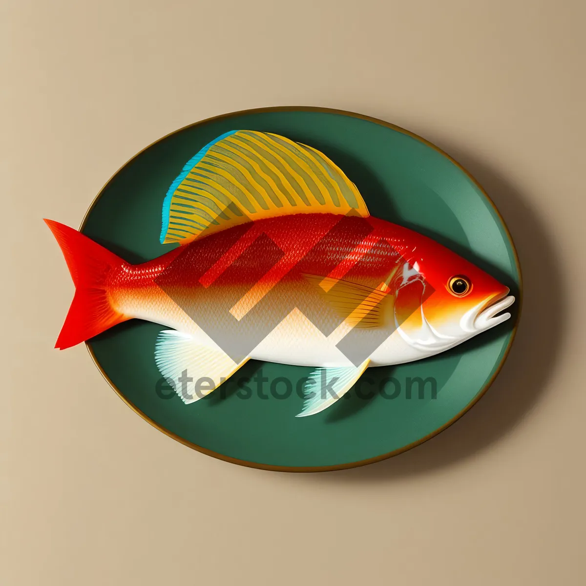 Picture of Tropical Goldfish Swimming in Aquarium