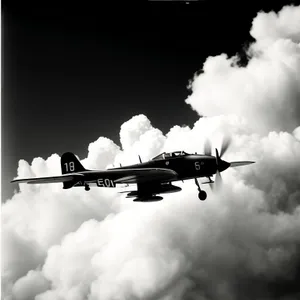 Military Jet in Flight over Cloudy Skies