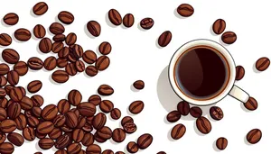 Espresso Cup with Roasted Coffee Beans Aroma