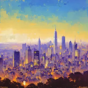 Cityscape at Sunset: Majestic Urban Skyline