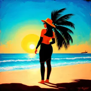 Bikini Babe Catching Waves at Sunset