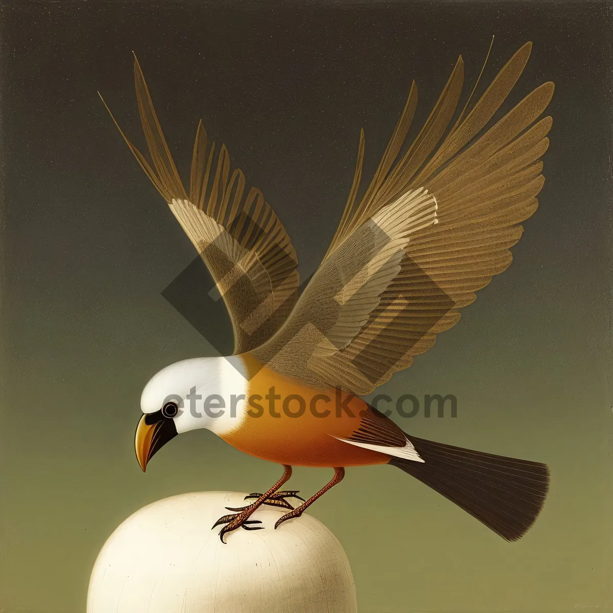 Picture of Coastal Seagull Soaring through Clear Blue Skies