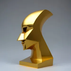 Golden 3D Business Symbol in Box.