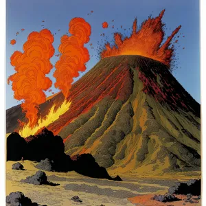 Sunset View of Majestic Volcano Over Tropical Island