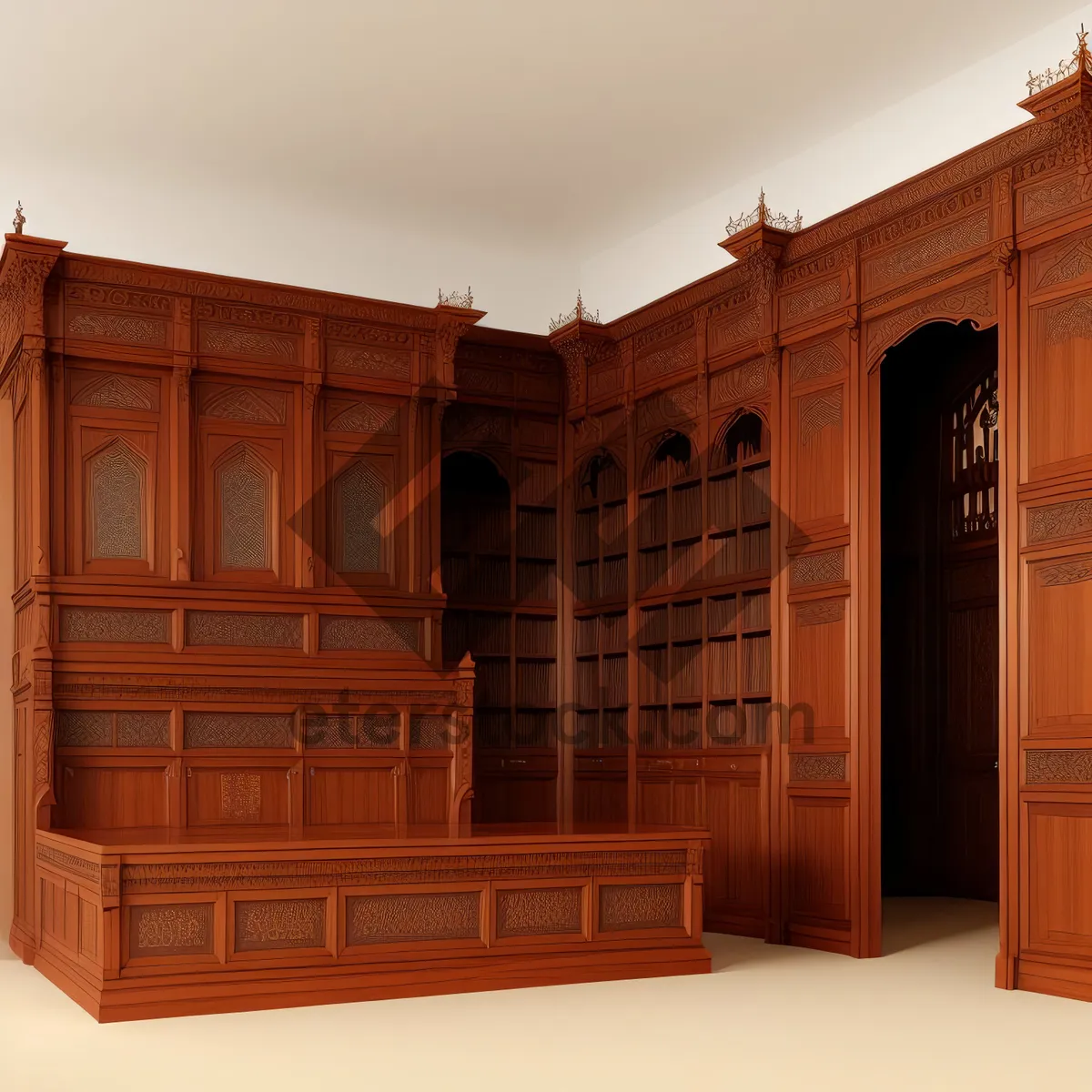 Picture of Wooden Entertainment Center in Home Interior