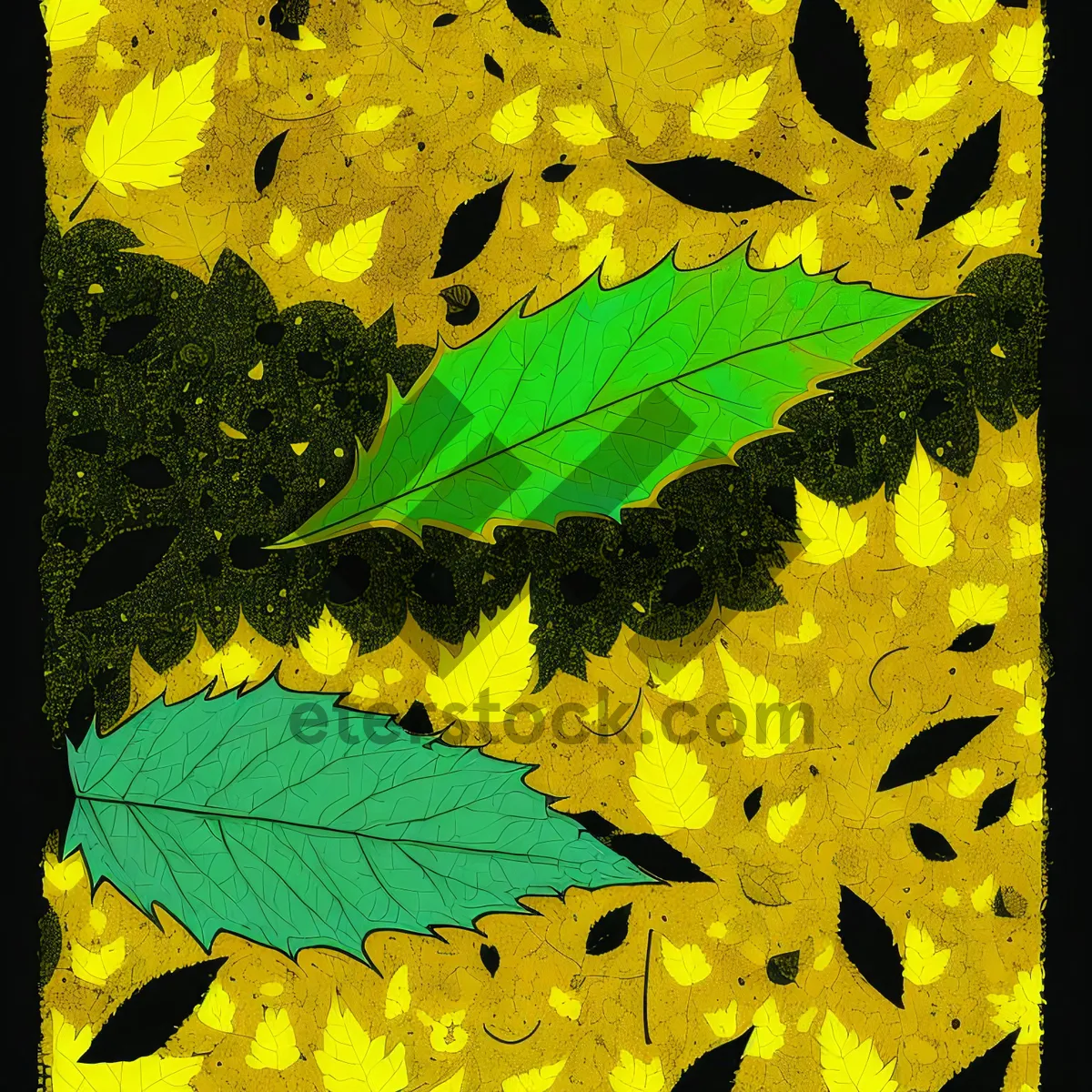 Picture of Fall Foliage: Vibrant Yellow Cassia Leaf on Maple Tree