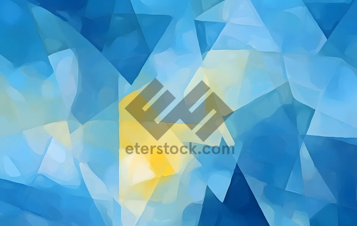 Picture of Blue and Yellow Cubism Background with Serene Watercolor Patterns.