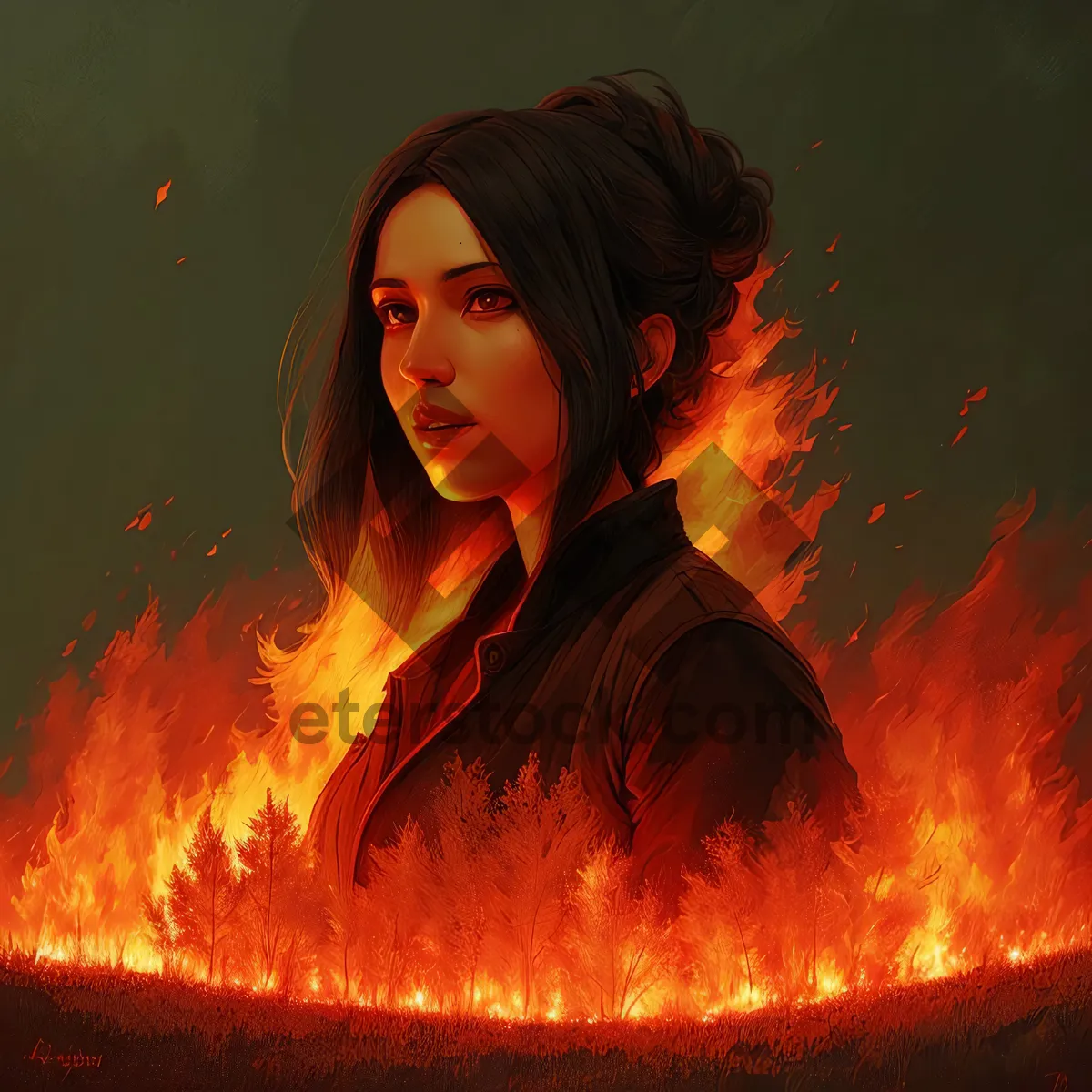 Picture of Fiery Flames: A Captivating Wildfire Immersed in Warmth