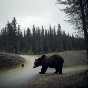 Wild Brown Bear Roaming in Mammal Menagerie