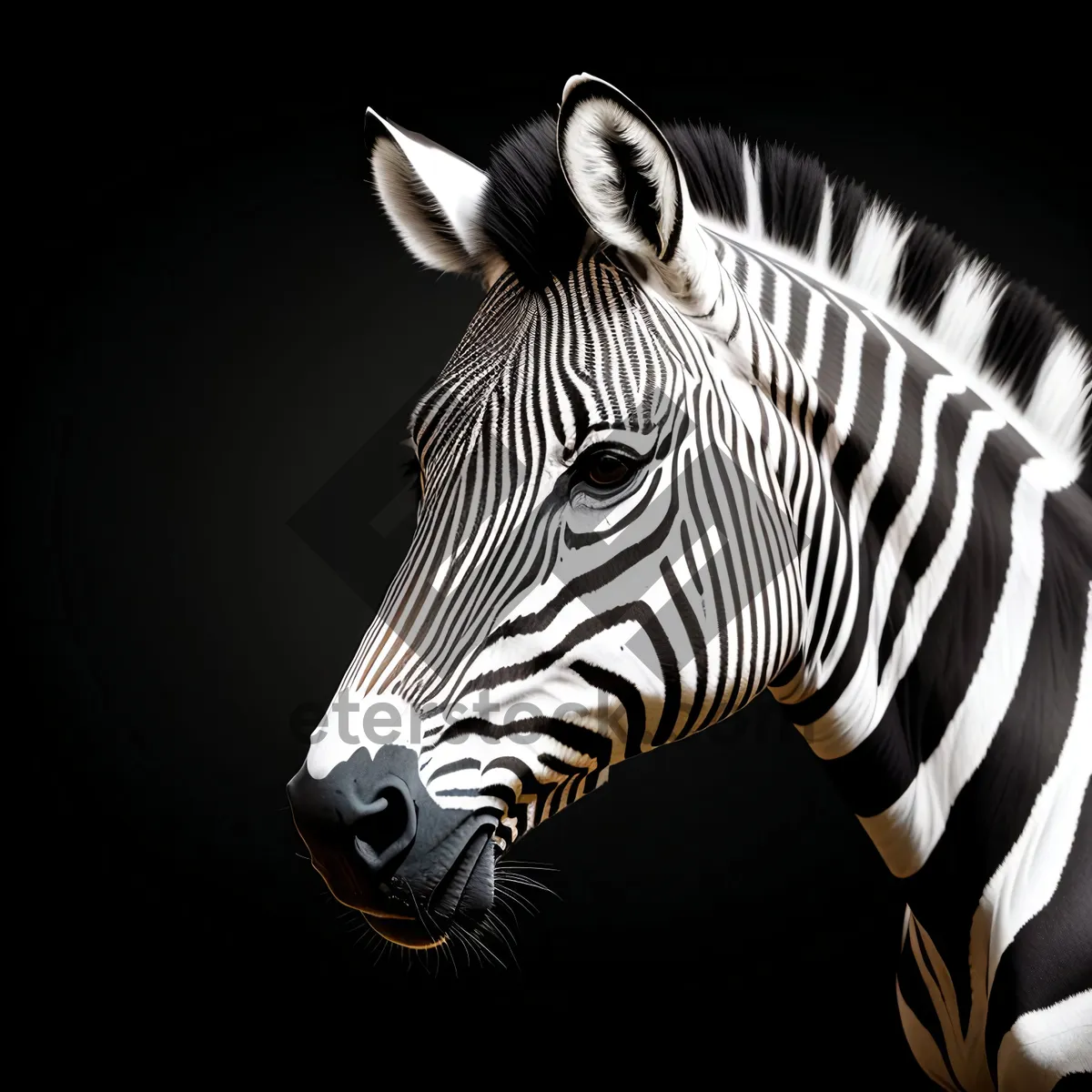 Picture of Striped Zebra Grazing on Park Grass