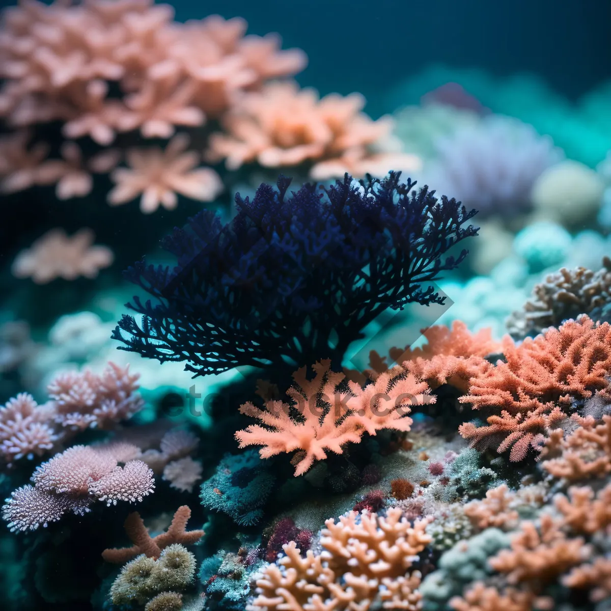 Picture of Colorful Coral Colony in Sunlit Tropical Waters