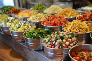 Healthy Vegetable Salad with Cheese and Fresh Tomato