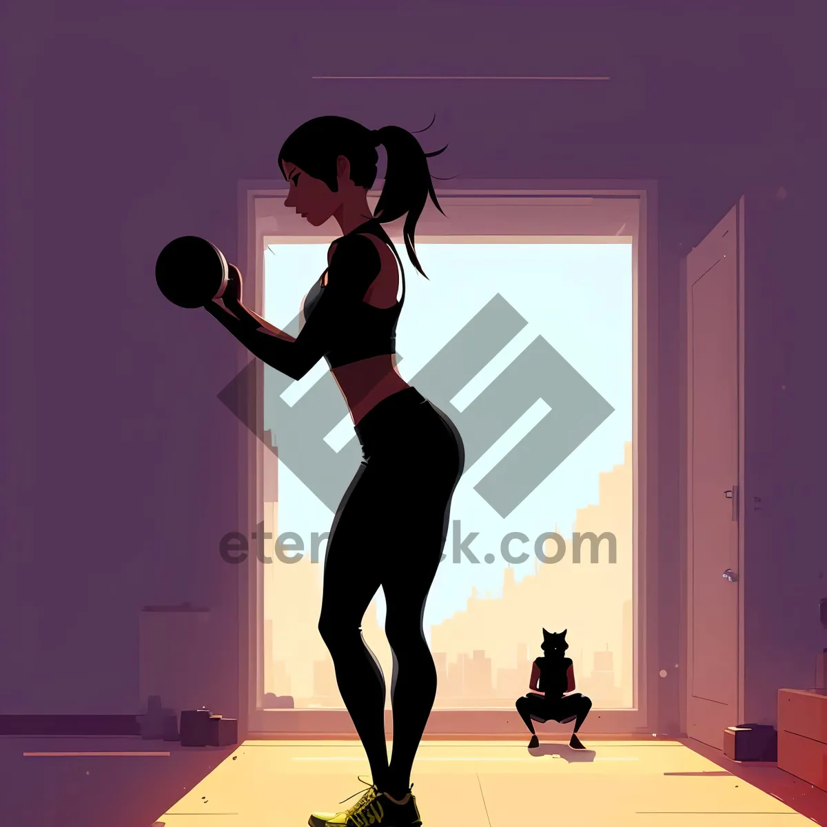 Picture of Active man with sports equipment doing weightlifting exercise