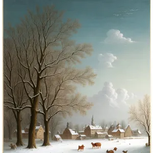 Serene Winter Landscape with Snowy Trees