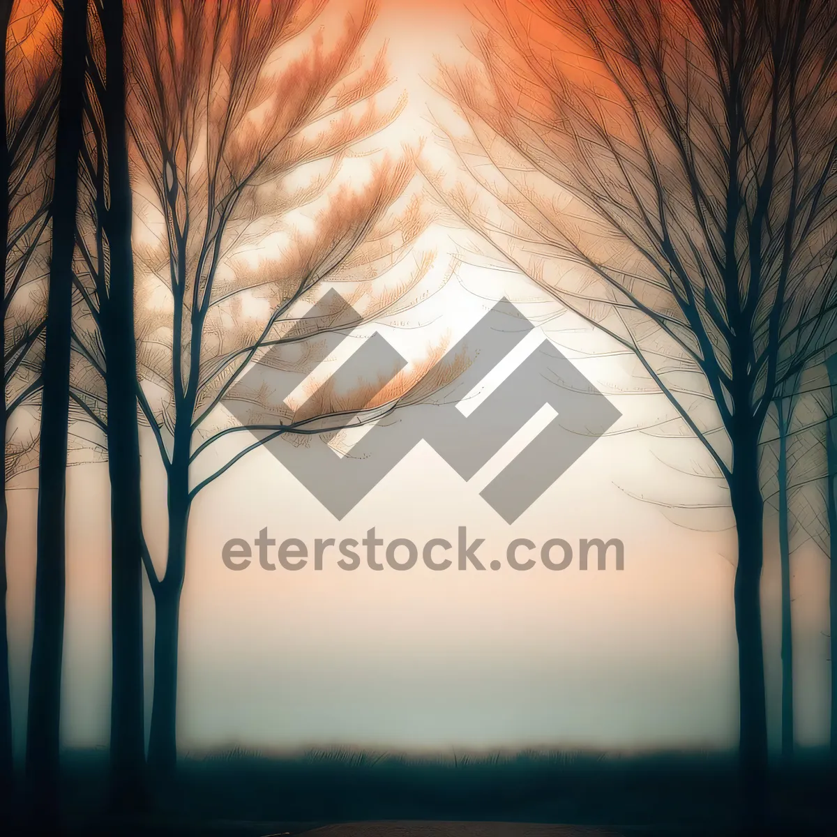 Picture of Mystic Sunset Silhouette in Summer Landscape