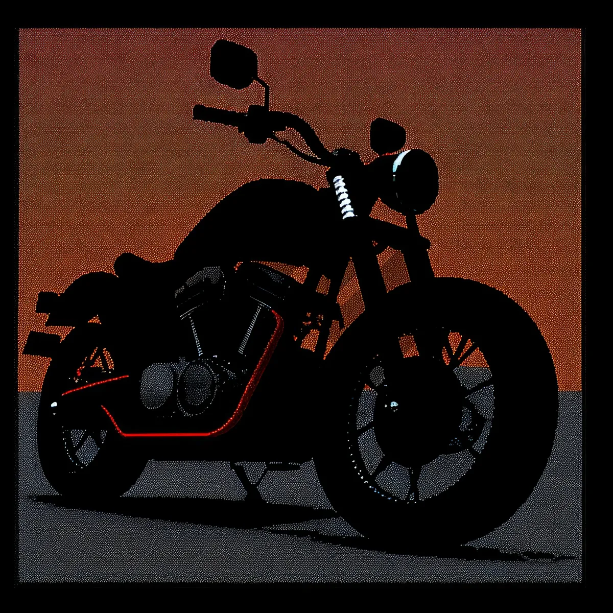 Picture of Black Silhouette of a Cyclist on a Tricycle