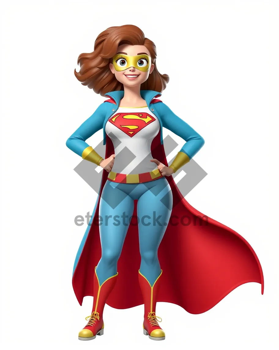 Picture of Superhero cartoon character with cape standing confidently.