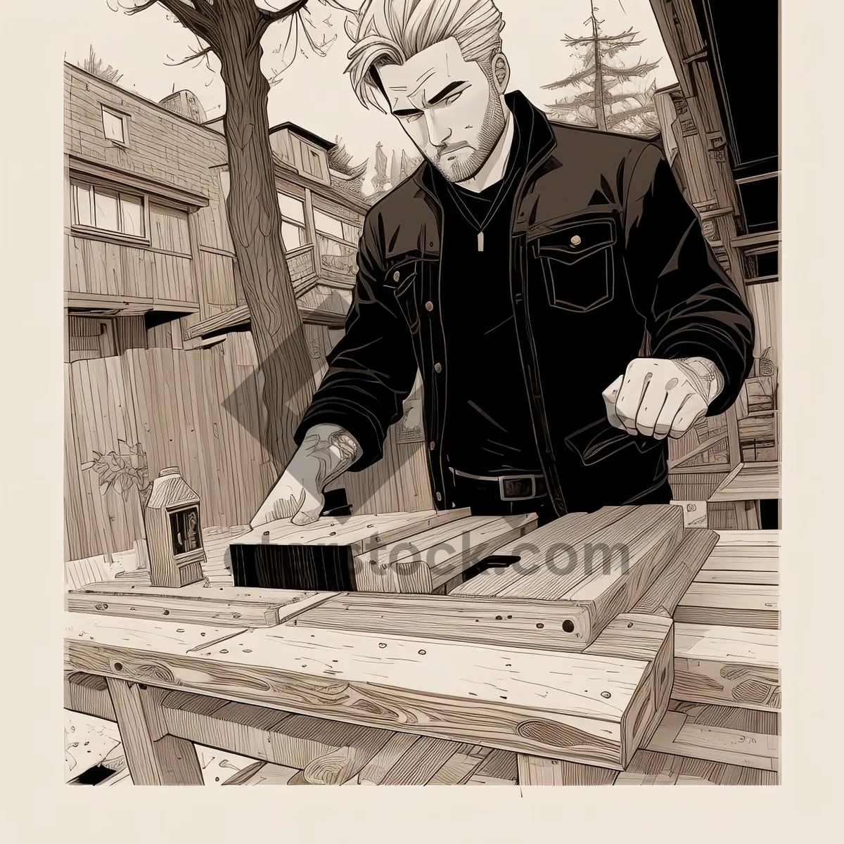 Picture of Musical Vibraphone Sketch - Person Playing Percussion Instrument