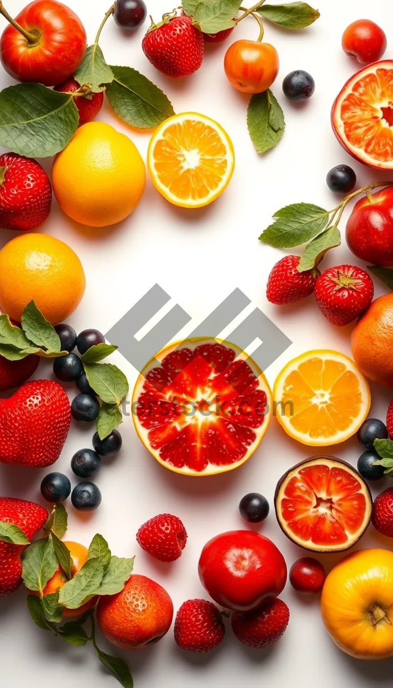 Picture of Colorful Fruit Plate with Fresh Berries and Citrus Slices