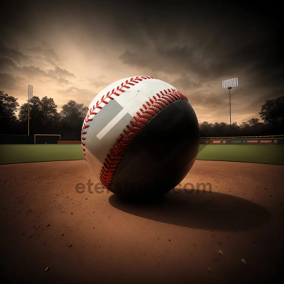 Picture of Baseball equipment on grass field with glove