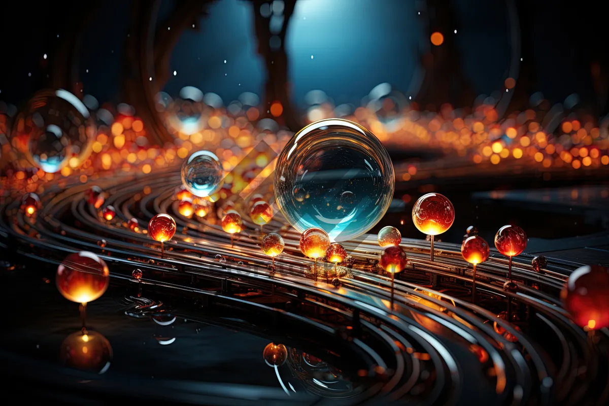 Picture of Digital 3D Pinball Machine Render with Light Effects