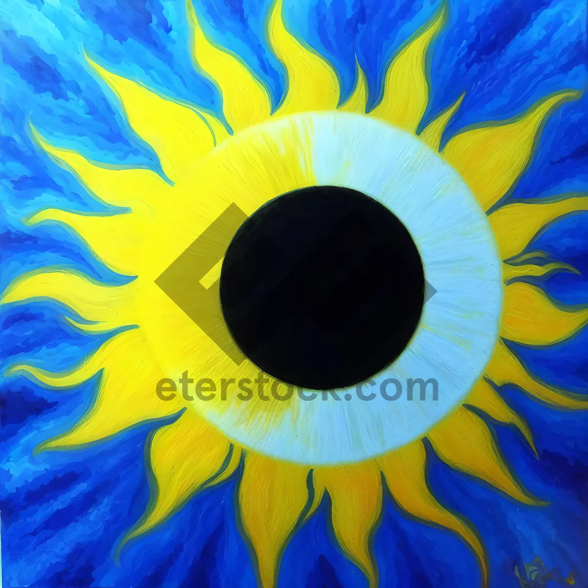 Picture of Bright Yellow Sunflower Blossoming in Colorful Field