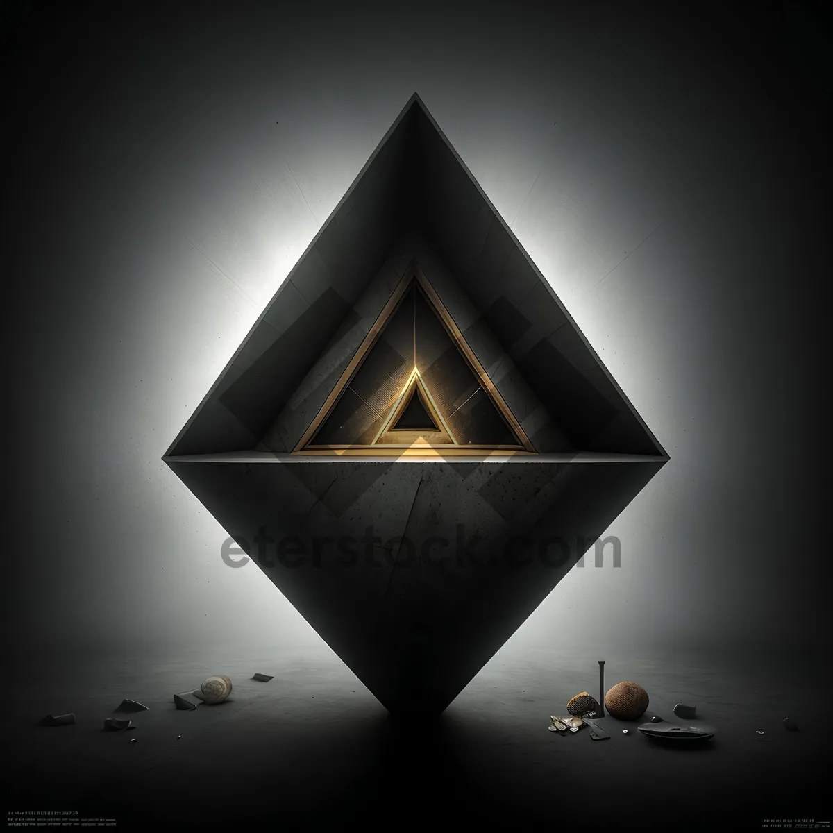 Picture of Warning sign icon on dangerous road with pyramid symbol