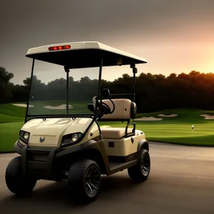 Summer Golf Cart on Green Grass