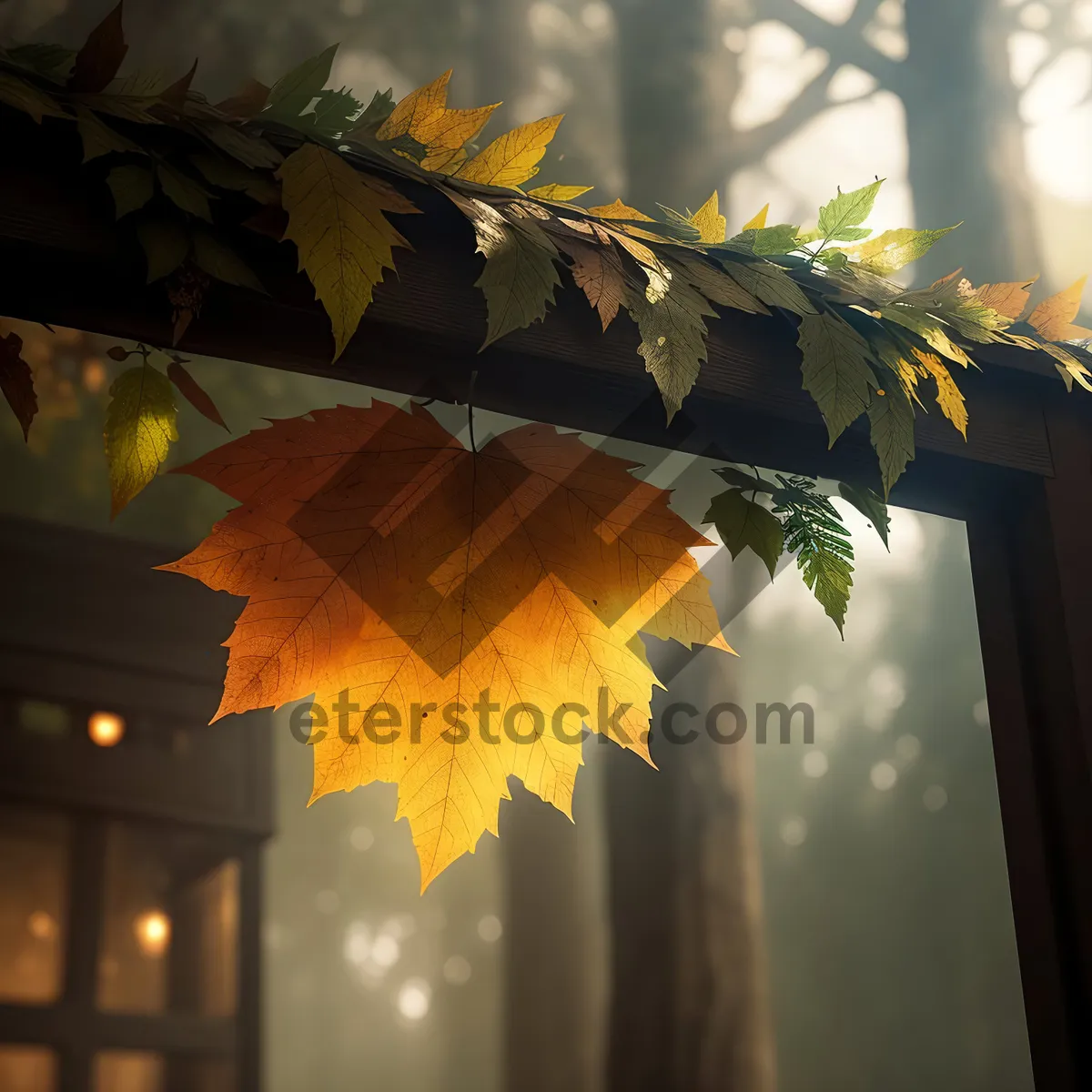 Picture of Autumn Maple Leaf Lampshade in Vibrant Orange