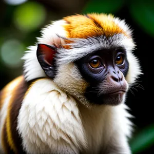 Wild Primate Monkey with Furry Face