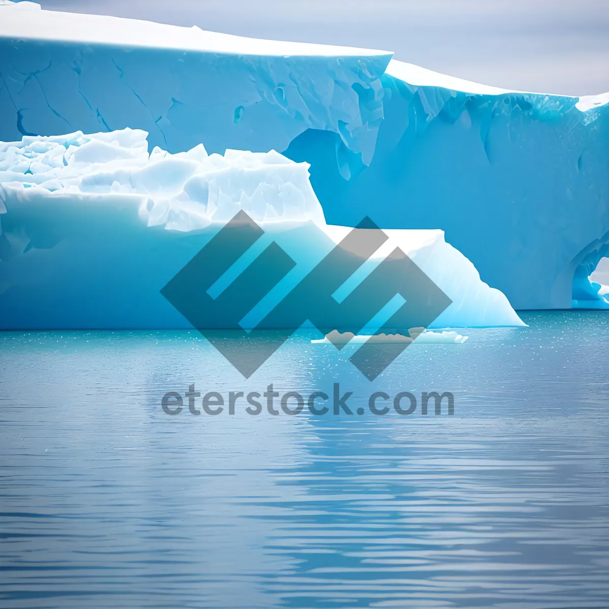 Picture of Glacial Summer Serenity: Majestic Iceberg on Tropical Beach