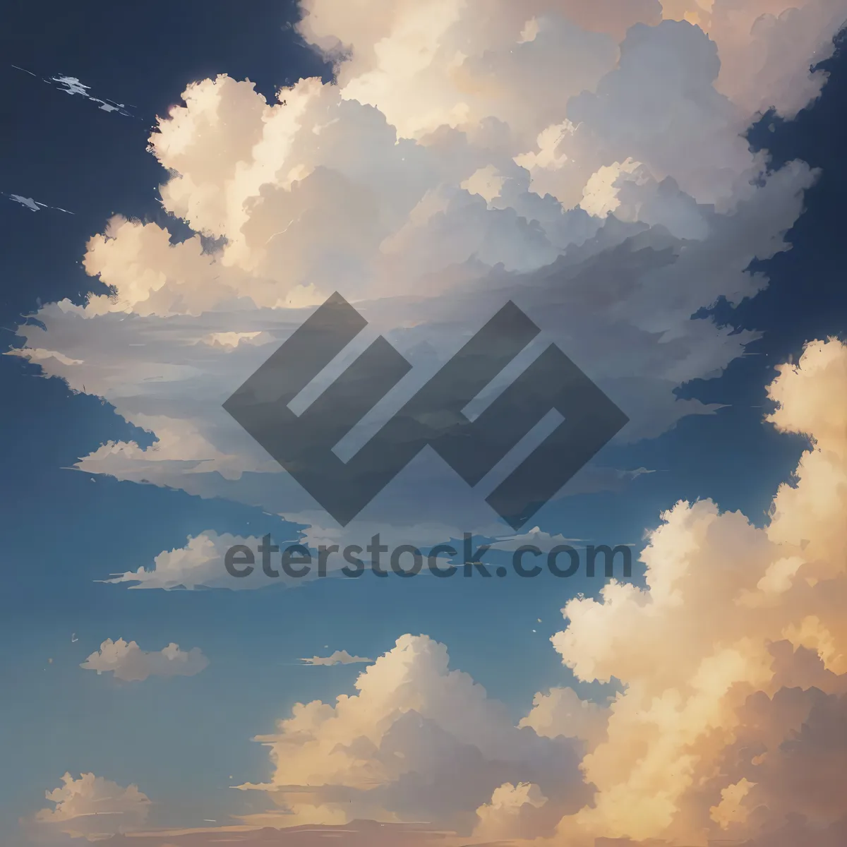 Picture of Vibrant Summer Sky with Fluffy Clouds