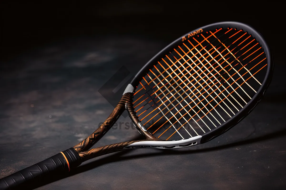 Picture of Tennis racket on court during competition game