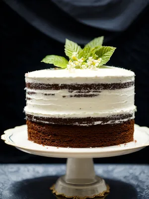 Delicious Gourmet Chocolate Cake Slice with Fresh Fruits